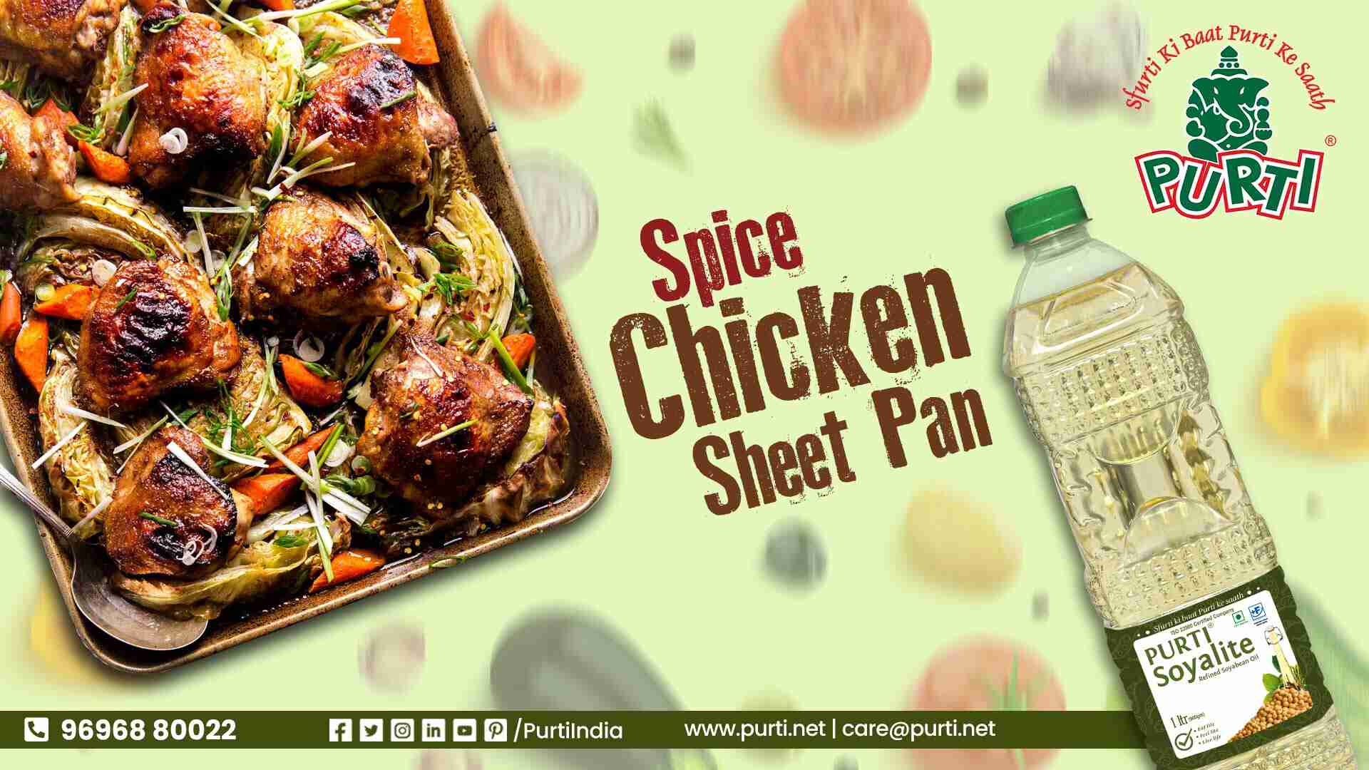 Cook spice chicken sheet pan with purti soyalite refined soyabean oil