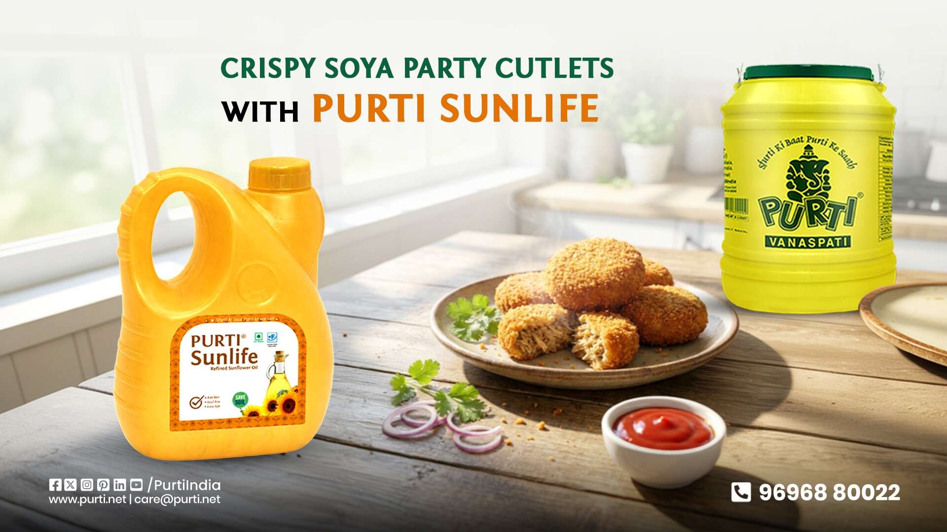 Crispy soya party cutlets recipe with purti sunlife refined sunflower oil