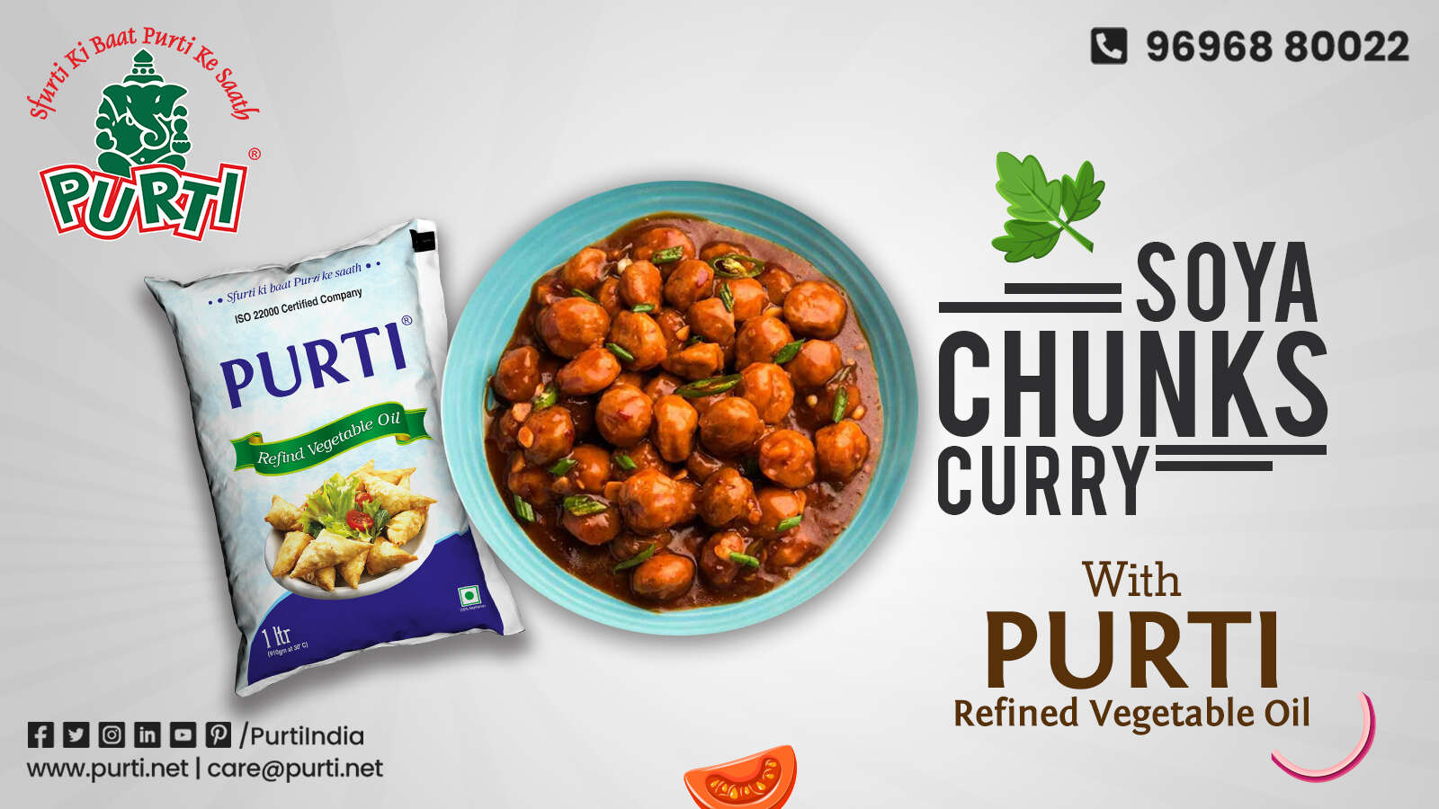 Soya chunks curry with purti refined vegetable oil