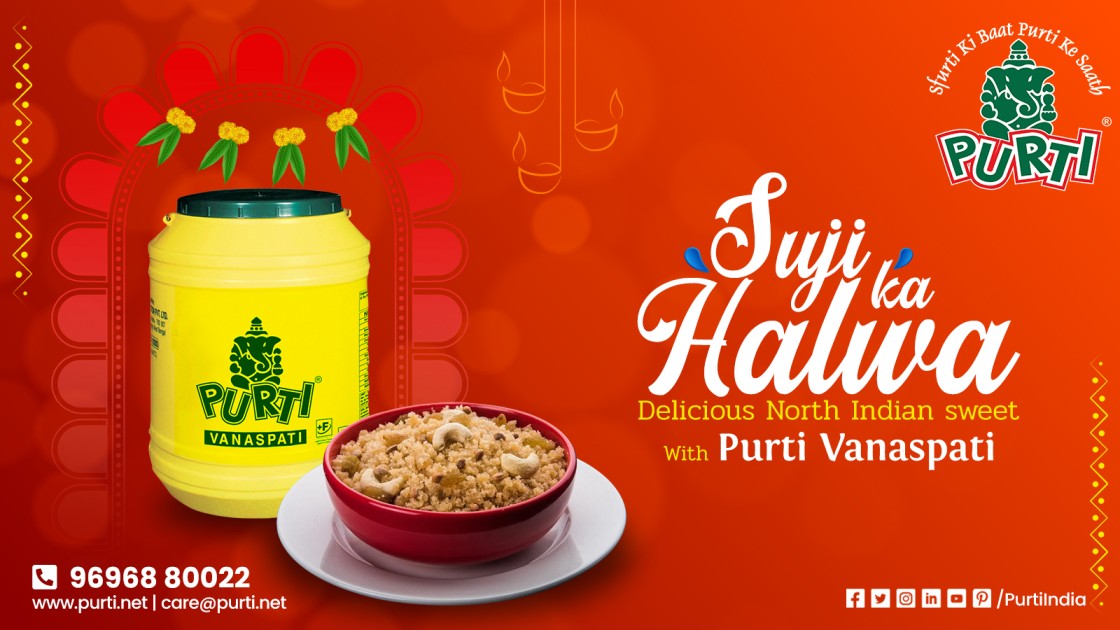 Suji ka halwa with purti vanaspati