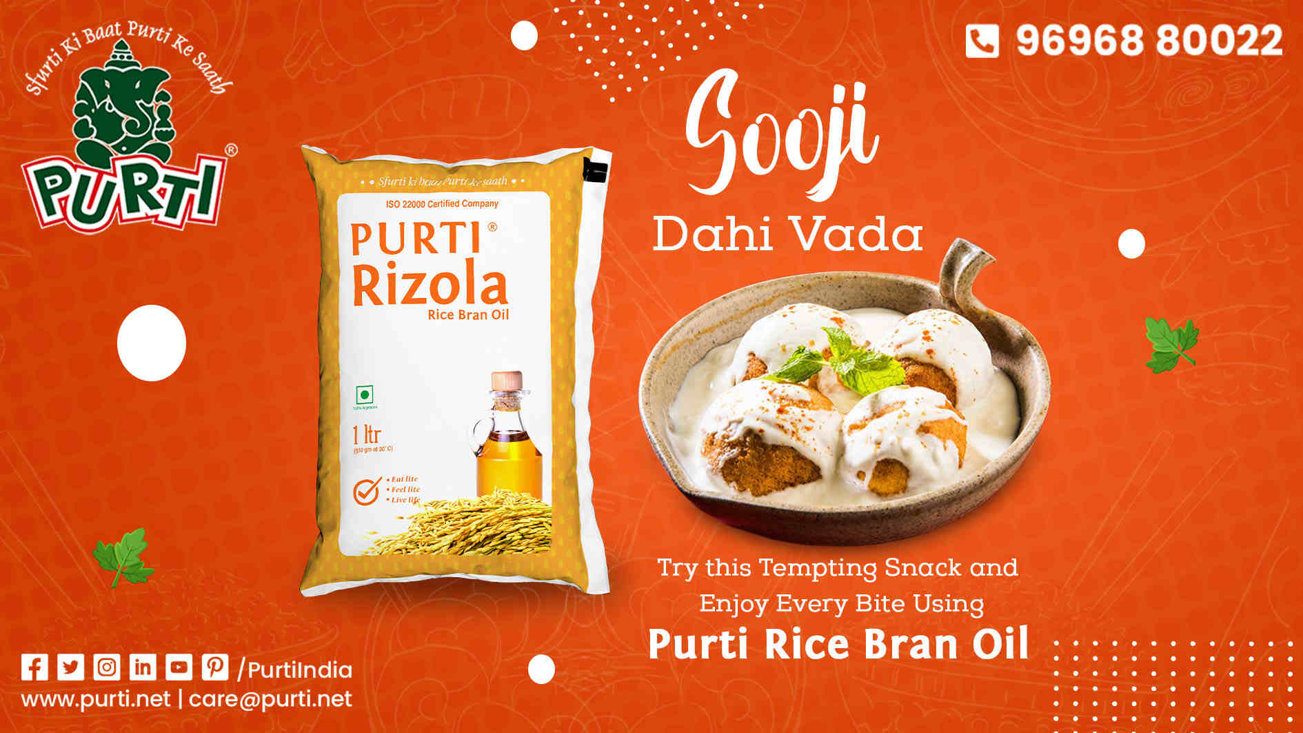 Try this tempting snack and enjoy every bite using purti rice bran oil.