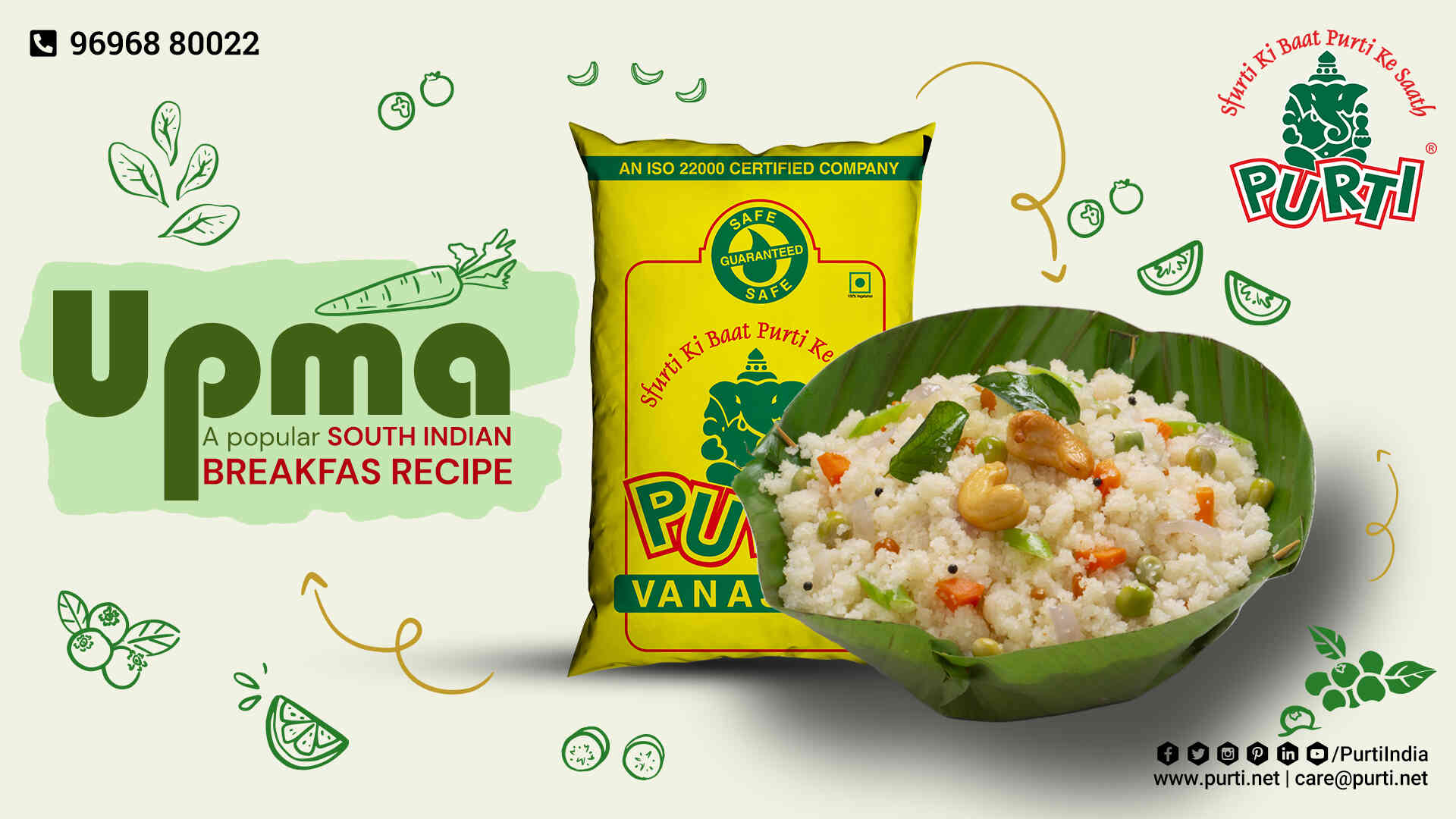Upma south indian recipe with purti vanaspati