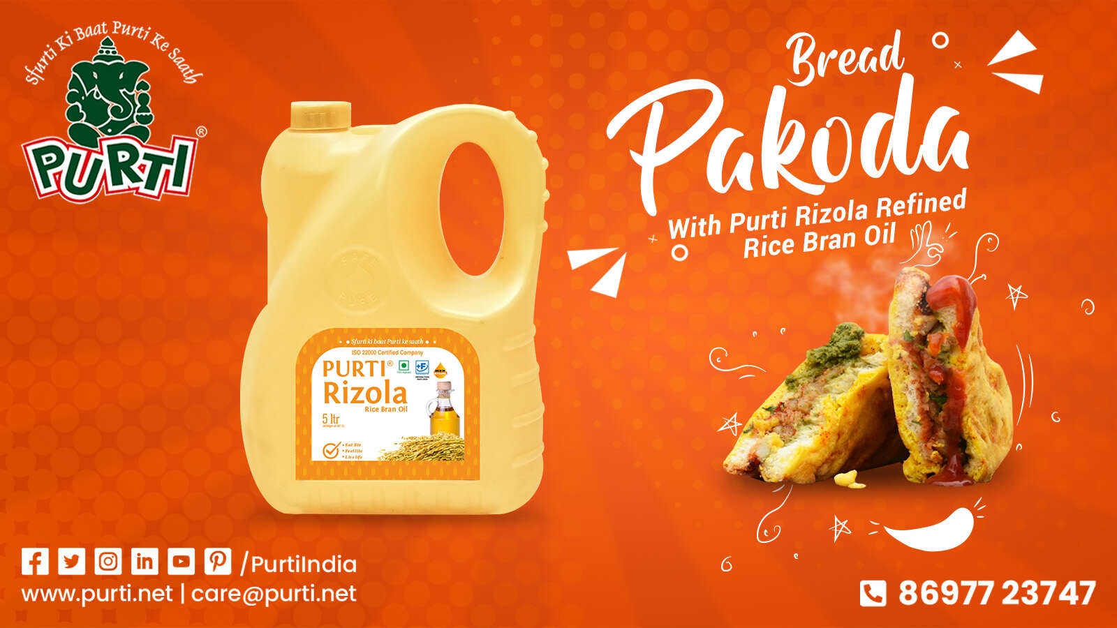 Bread pakora with purti rizola refined rice bran oil