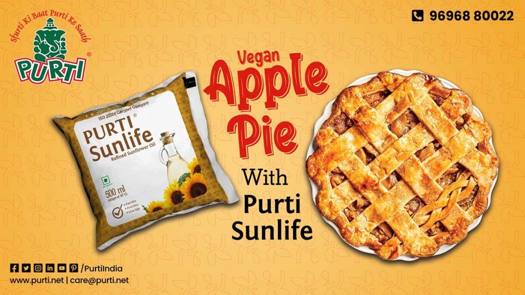 Eggless & vegan apple pie with purti sunlife refined sunflower oil