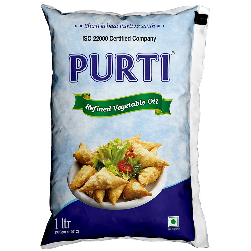 Purti Refined Vegetable Oil 1 Liter Pouch Pack - Purti