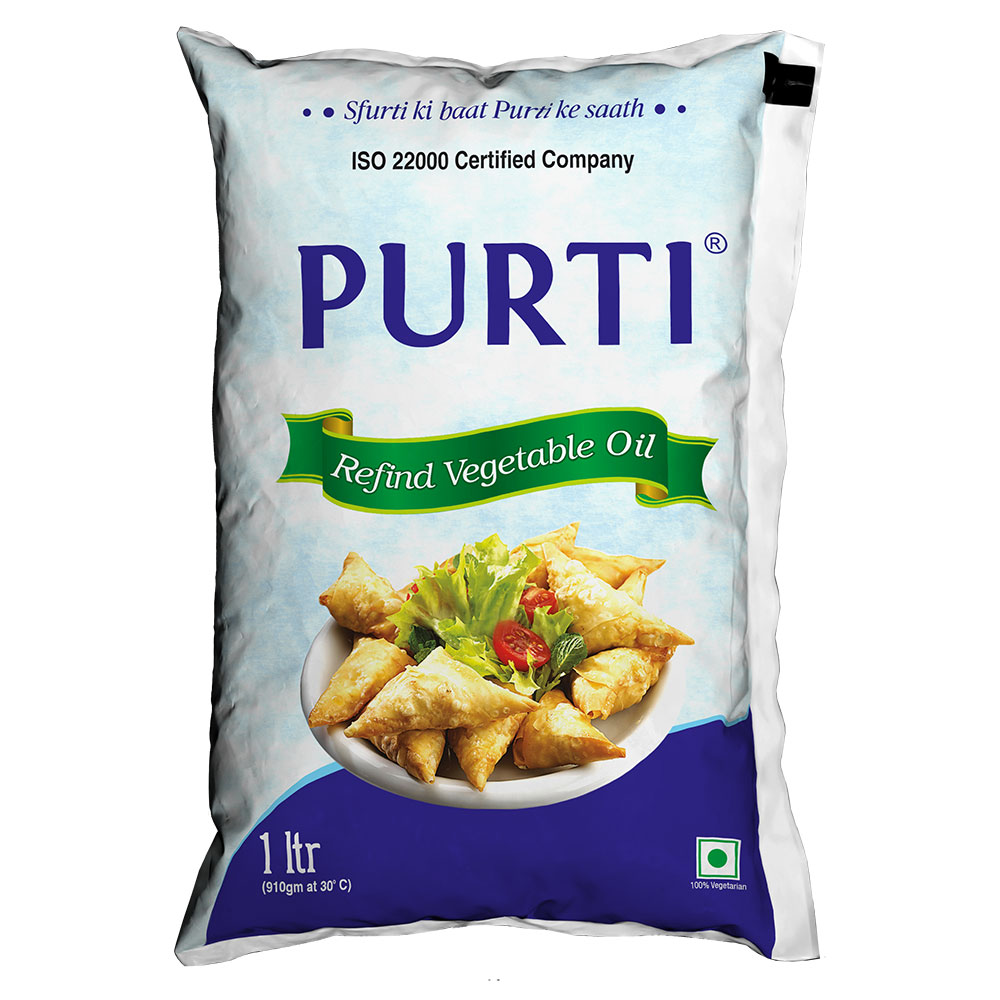 Purti Refined Vegetable Oil 1 Liter Pouch Pack - Purti